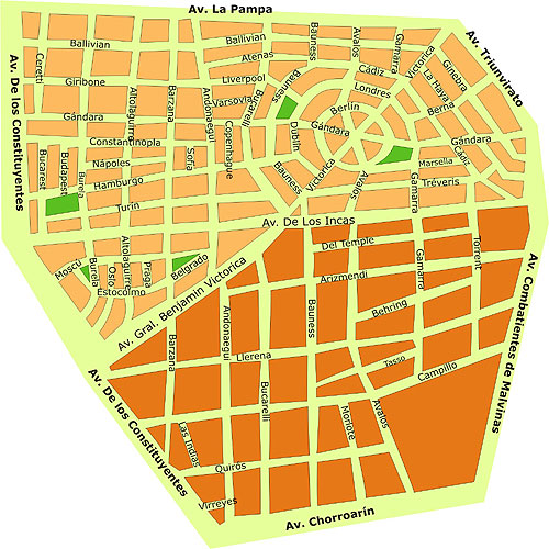 Mapa del barrio Parque Chas